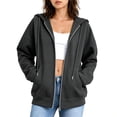 thumbnail image 2 of Women's Full Zip Hoodie Drop Shoulder Long Sleeve Oversized Sweatshirt with Pockets Casual Outerwear, 2 of 8