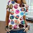 thumbnail image 1 of Kayannuo Hauts à Manches Courtes pour Femmes Liquidation T-Shirts Graphiques Femmes Saint-Valentin Imprimé Ufs Colorés de Pâques Drôle Mode Décontractée Manches Courtes Blouse Tx2453-Flz10, 1 of 8