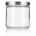 thumbnail image 3 of Large Clear Thick Glass Straight Sided Jar with Silver Metal Lid - 16 oz / 480 ml (2 pack) + Labels, 3 of 5