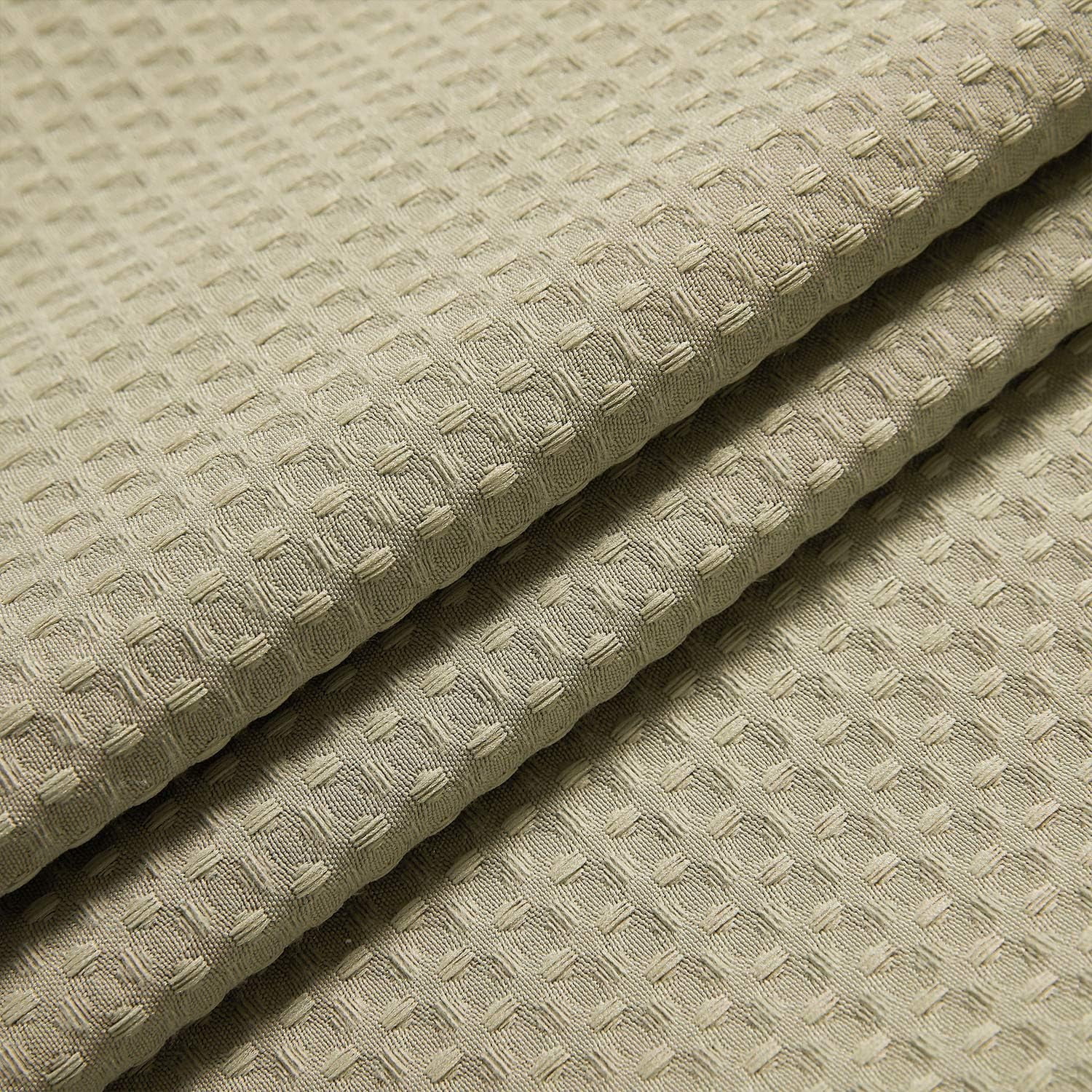 Zrodlmo No Hook Fabric Shower Curtain with Snap Lining, Waffle Waterproof and Mildew Resistant Bathroom Curtain, 72" x 74", Khaki
