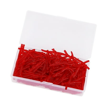 ROZYARD 200pcs Soft Artificial Worm Lure Red Worm Earthworm Baits Fishing Lure