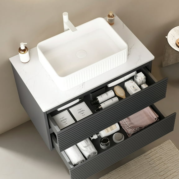 30" White Artificial Marble Countertop, 0.58" Thick, And Practical, Scratchproof, Waterproof, , , Simple To Clean, Fashionable For Various Interior Designs Counter Top In White, Thickness, Robust