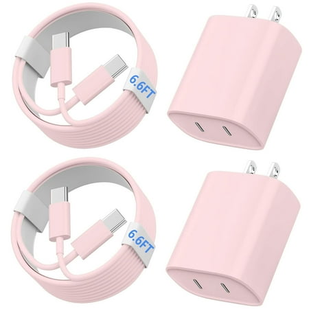 For iPhone 16 15 wall charger fast Charging,with 6.6FT USB C to C Quick Charging Cable for iPhone 15/15 Pro Max/15 Pro/15 Plus/Pro /11 ,Samsung Galaxy S24 Ultra Plus,Pink