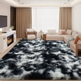 thumbnail image 2 of Janvonne 8x10 Fluffy Shag Area Rug, Modern Soft Plush Fuzzy Carpet for Living Room Bedroom, Non-Slip Floor Rug for Kids Girls Room Nursery, Tie-dye Black and White, 2 of 8