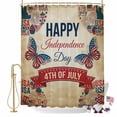 thumbnail image 2 of Happy Independence Day Shower Curtain, 48" x 72", 4TH OF JULY Watercolor U. S, Flag Butterfly Waterproof Bathroom Curtain Washable Shower Curtain Set with 12 Hooks, 2 of 9