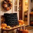 thumbnail image 4 of 3D Flocked Black Cat Throw Pillow, Glow Green Cat Face Square Decorative Cushion, Gothic Spooky Halloween Sofa Accent Pillow, 4 of 4