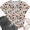 thumbnail image 4 of ersvoioy Halloween Shirt Women Funny Print Shirts Fashion Crewneck Halloween Short Sleeve Graphic Tees Fall Holiday Party Family T-Shirts Tops Multicolor S, 4 of 6