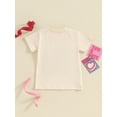 thumbnail image 4 of Suealasg Kids Girl Birthday Outfits Clothes Round Neck Short Sleeve Letter Heart Embroidery T-Shirt 6M 1T 2T 3T 4T Summer Clothing for Toddler Baby Girl, 4 of 9
