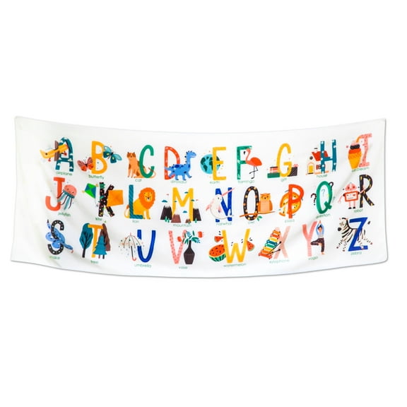 Alphabet Pictures Tapestry for Kids Educational Letters Words ABCs Wall Hanging for Bedroom Classroom Large 72x28