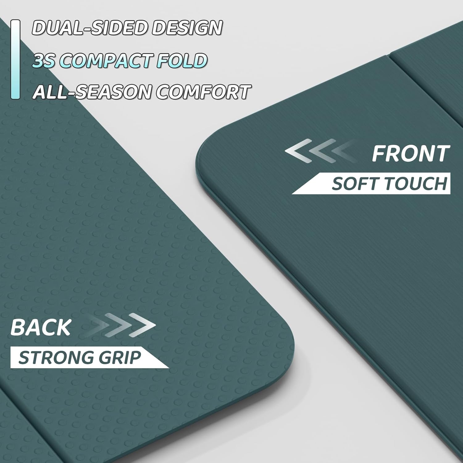 4W Foldable Yoga Mat 8mm Thick, TPE Non-Slip Fitness Mats, 3-in-1 for Yoga/Step Stool/Meditation, Quick Storage No Curling(Green)