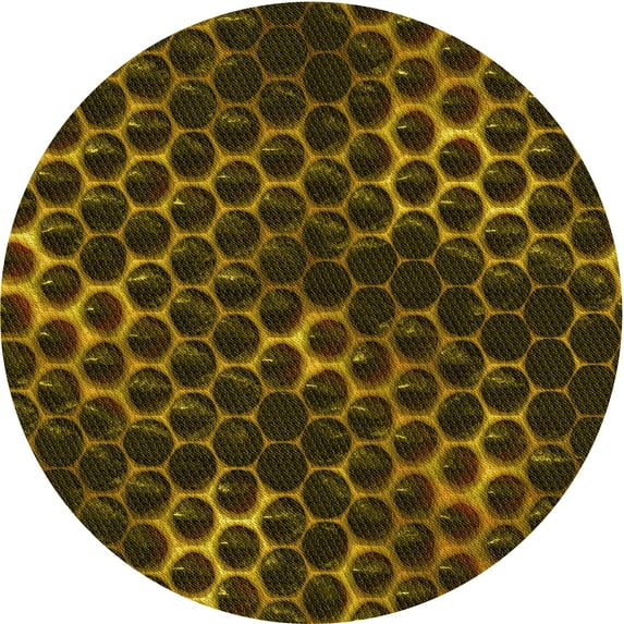 Ahgly Company Indoor Round Patterned Black Bean Brown Area Rugs, 3' Round