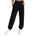 thumbnail image 4 of Levmjia Women's Solid Color Jogger Pants High Waisted Drawstring Elastic Waist Casual Sweatpants with Pockets Tapered Cuffed Lounge Pants, 4 of 8