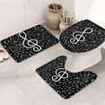 thumbnail image 5 of Musical Symbols 3 Piece Bathroom Rugs Set, Bath Mat + Contour Mat + Toilet Seat Cover, Non-Slip Soft Microfiber Music Theme Bathmat for Tub Shower Room Decor, Machine Washable, 5 of 6