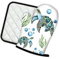 thumbnail image 2 of Sea Turtles and Seaweed and Bubbles Oven Mitts and Pot Holders Kitchen Cooking Gloves 2 Pcs Set Heat Resistant Pad for Baking BBQ Home Decor, 2 of 6