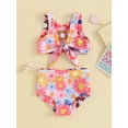 thumbnail image 2 of Suealasg Kids Girls 2-piece Swimsuits Summer Bikini Sets Floral Print Front Twist Knot Tank Tops PP Shorts Toddler Girls Beach Bathing Suit, 2 of 8