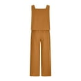 thumbnail image 5 of 2026 ! JINMGG Two Piece Outfits Women, 2026 Fashion Fall Women's 2-piece Casual Suit Linen Shorts Sleeveless Top Vest Sleeveless Crewneck Top/Shirt Suit Yellow XL, 5 of 6