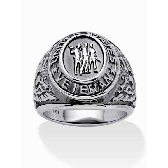 PalmBeach Jewelry Men's Veteran Signet Ring in Stainless Steel