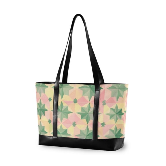 FORMRS Canvas Laptop Tote Bag for Women with 15.6" Computer Compartments Shoulder Handbag, Retro Symmetrical Stars