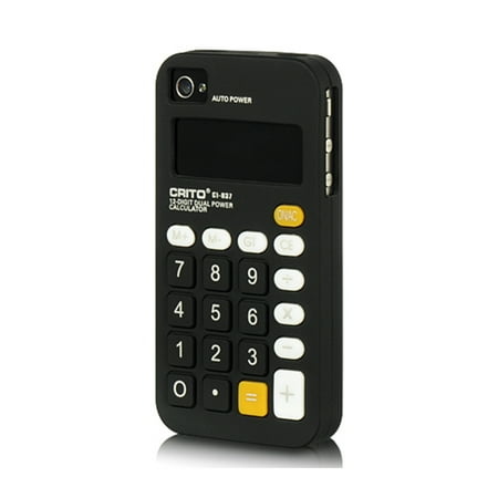 Black Calculator Design Silicone Skin Case Cover for iPhone 4 / (Best Iphone Tip Calculator)