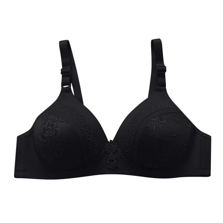 YWDJ Everyday Bras for Women Push Up No Underwire Plus Size Everyday for Sagging  Breasts Breathable Ladies Without Steel Rings Medium Cup Large Size  Gathered Daily Without Steel Ring Black XL 