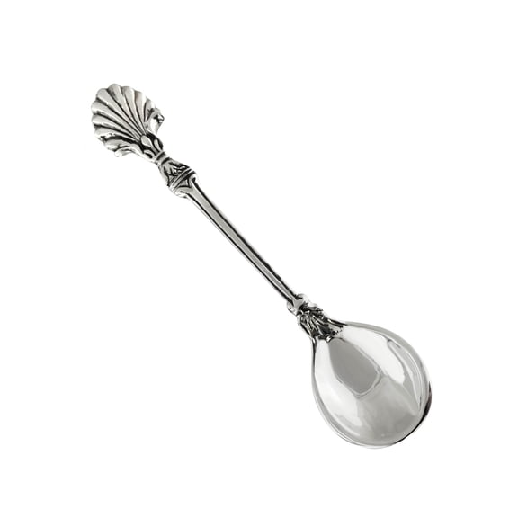 Sterling Silver Shell Handle Salt or Mustard Spoon