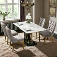 thumbnail image 6 of JESTOP Velvet Upholstered Nailhead Dining Chair Set of 2, Kitchen & Dining Room Chairs, Tufted Dining Chairs, Stainless Steel Plating Legs, 6 of 11