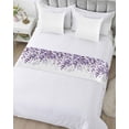 thumbnail image 5 of Bed Runner Scarf Cal King Size, Purple Leaves Stain Bed Runners & Scarves for Foot of Beds, Summer Botanical Decorative Bedding Runner Scarf for Hotel Home Bedroom 102 x20 Inch, 5 of 6