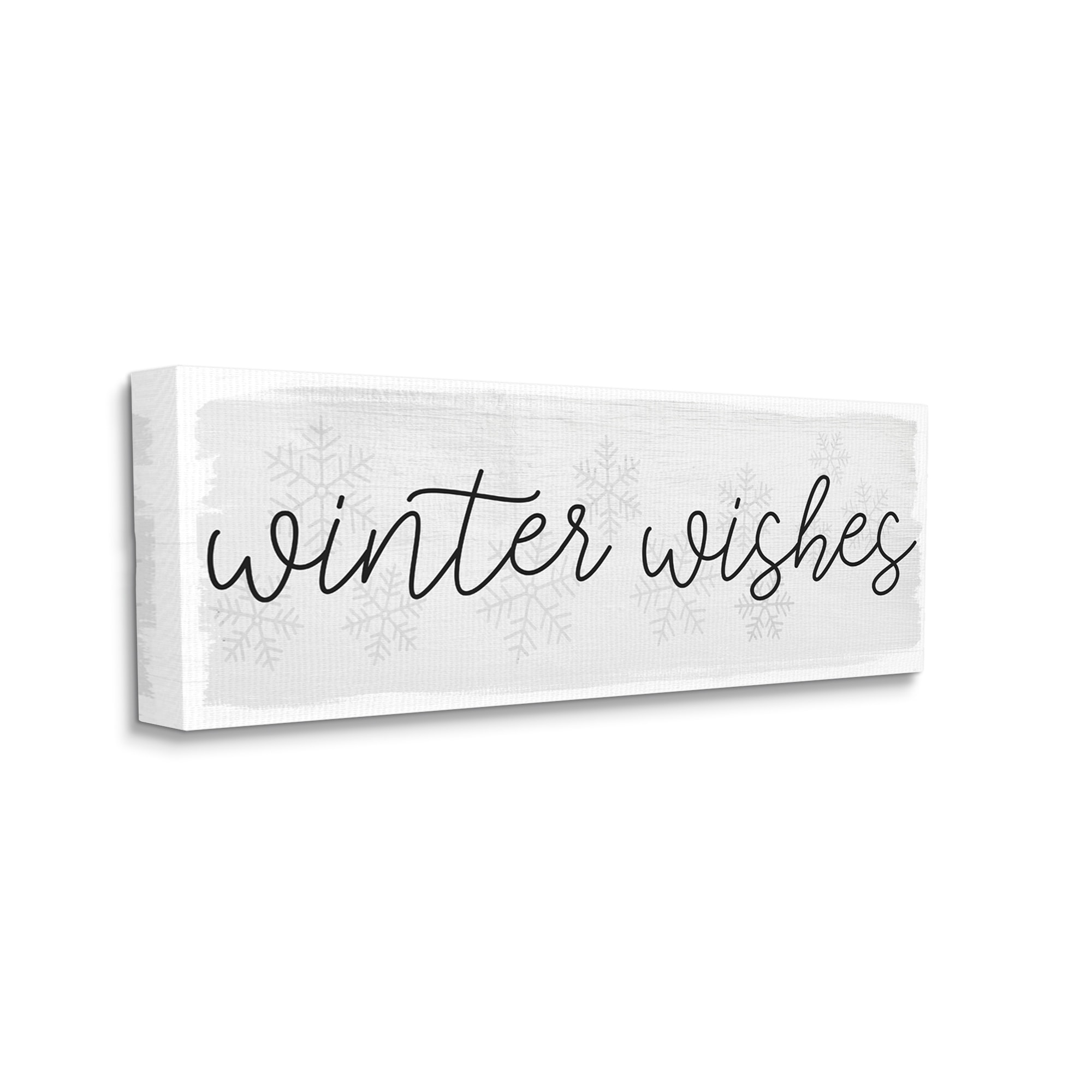 Stupell Industries Winter Wishes Sentiments Geometric Snow Flakes Cursive Typography, 40 x 17,Design by Daphne Polselli