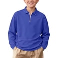 thumbnail image 2 of Mooqilaa Boys Long Sleeve Polo Shirts, Half Zip Collared Casual School Uniform Fall Tops Blue Size 14-15T, 2 of 8