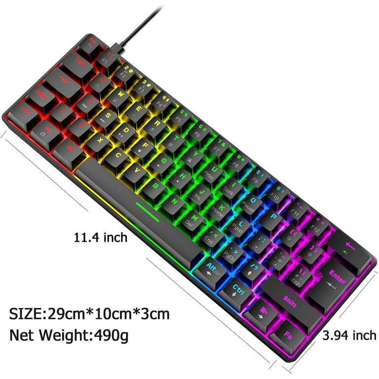  RK-T8 Pro Wired 60% Mechanical Gaming Mini NKRO Keyboard,18  Chroma RGB LED Backlit,TKL Layout,Ultra-Compact With 12 Multimedia  Keys,Tactile Red Switch for Xbox,PC,FPS,MOBA,RPG,LOL,PUBG Win/Mac (White) :  Video Games