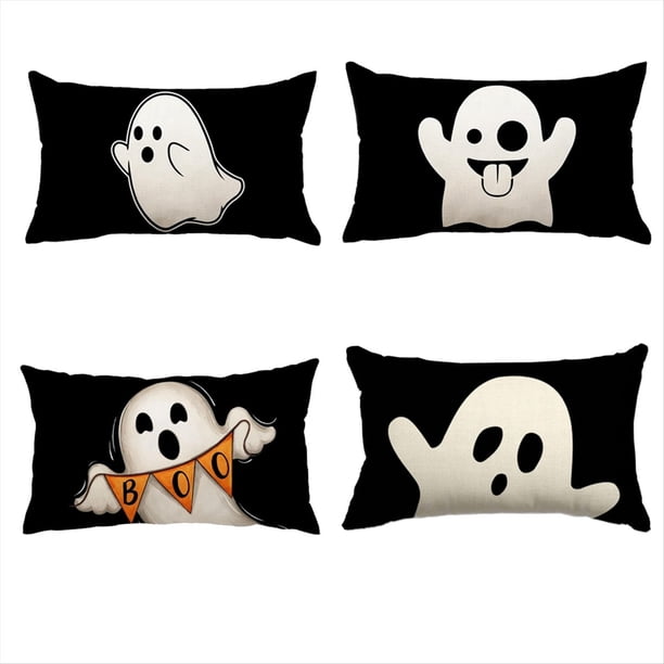 de Almohada de Fantasma de Halloween, Decoración Navideña para Salón y Dormitorio, de Cojín para Sofá, 30x50 cm Sin Relleno de Almohada