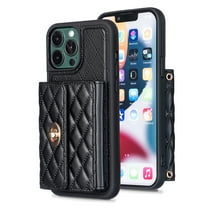 Nalacover for iPhone 13 Pro Max Crossbody Wallet Case, Elegant Premium PU Leather Shoulder Strap Lanyard Cover with Metal Lock Button Card Slots Soft Silicone Shockproof Case,Black