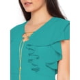 thumbnail image 4 of eloria Women's Ruffels Sleeve Party Wear Dress A-line Fit & Flare Long Dress Size: 3XL | Color: Teal, 4 of 5