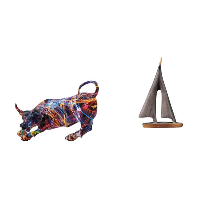 Figuras De Toro De Resina Modernas, Obras De Arte Coloridas, Colección De Esculturas De Animales De Feng Shui, Estatuas Y Decoración De Veleros, Estatua De Velero, Adorno De Velero, Figura De