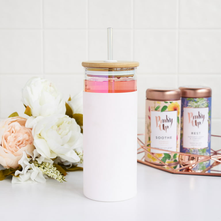 Mama w/ Vintage Flowers Glass Tumbler with Bamboo Lid & Straw