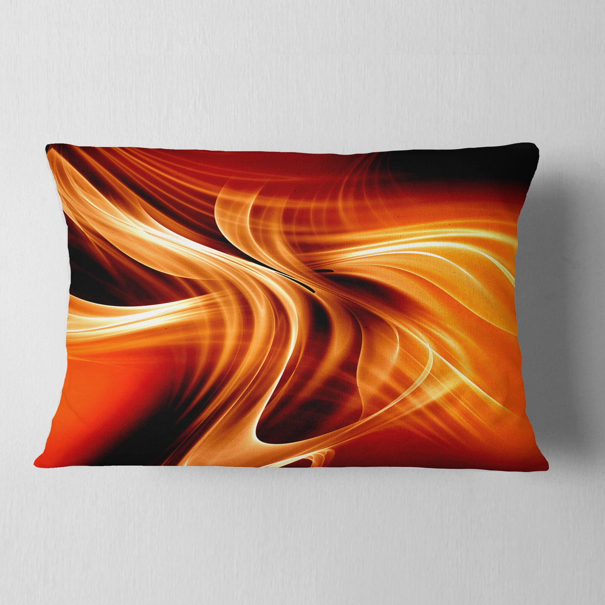 Designart Orange Abstract Warm Fractal Design - Abstract Throw Pillow - 12x20