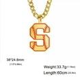 thumbnail image 6 of Baseball Initial A-Z Letter Pendant Necklace Cuban Chain Stainless Steel Jewelry, 6 of 7