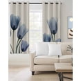 thumbnail image 2 of Blue Tulip Blackout Curtains 39 Inches Long, Flower Plant Beige 2 Panels, Thermal Insulated Room Darkening Drapes with Grommets, 27.5W x 39L Each Panel, 2 of 9