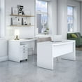 thumbnail image 1 of Echo Bow Front Desk and Credenza with Drawers in Pure White - Engineered Wood, 1 of 8