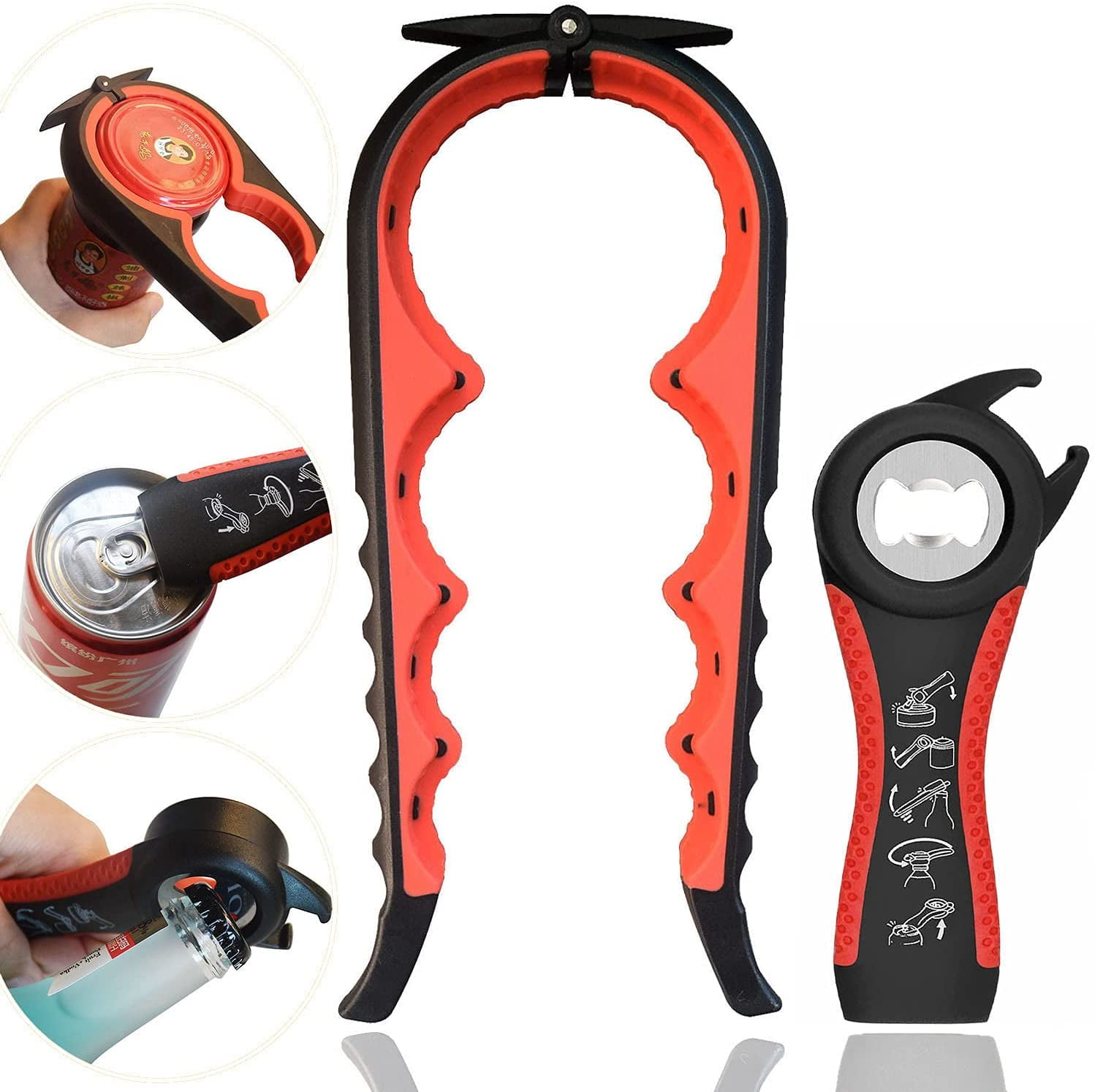 Jar Opener Gripper, 5 in 1 Multi Functional Can Opener Bottle Opener