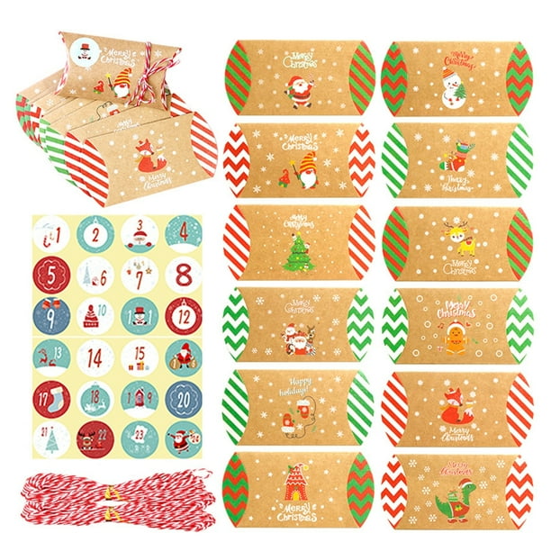 DOYOUNG Christmas Kraft Paper Pillow Candy Box Treat Box Rustic Gift