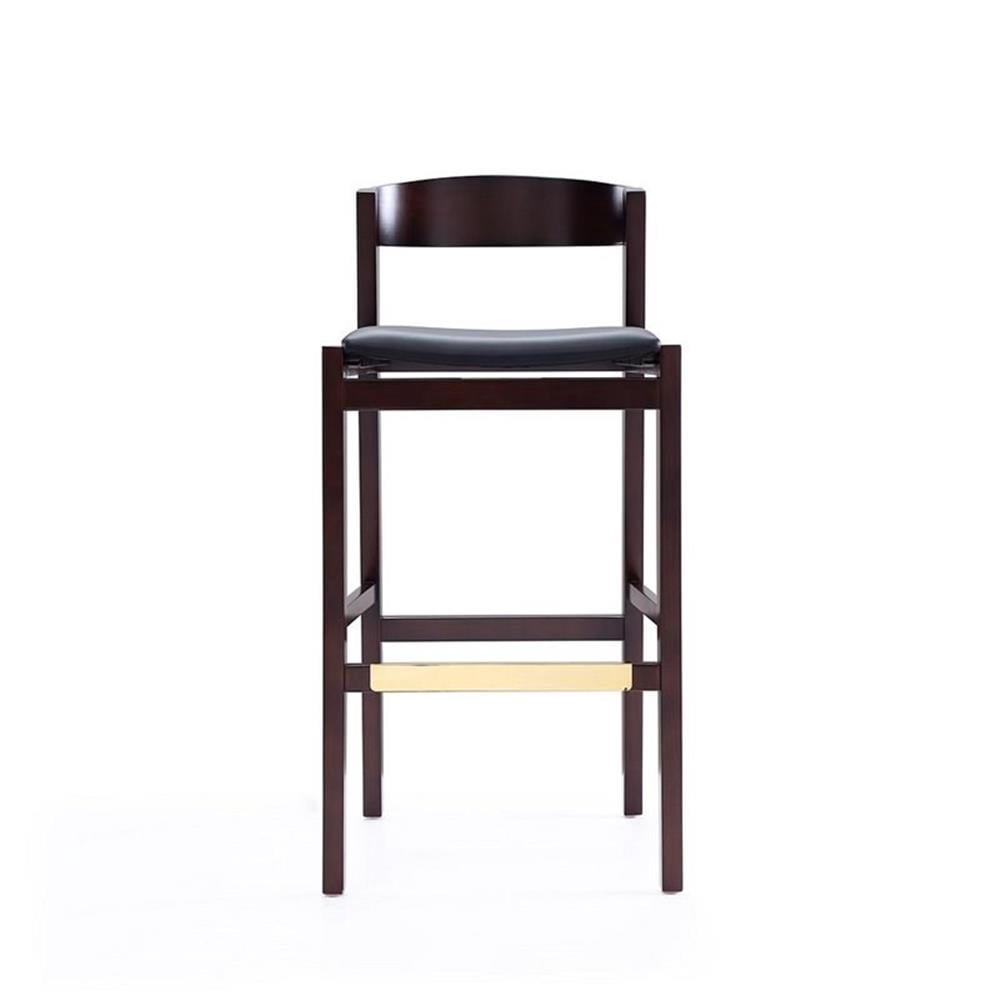 Manhattan Comfort Klismos 30.5" Faux Leather Barstool in Black (Set of 3)