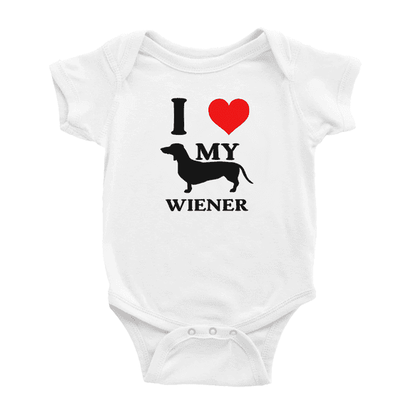 I Love My Wiener Dachshund Dog Funny Baby Bodysuit Boy Girl Unisex