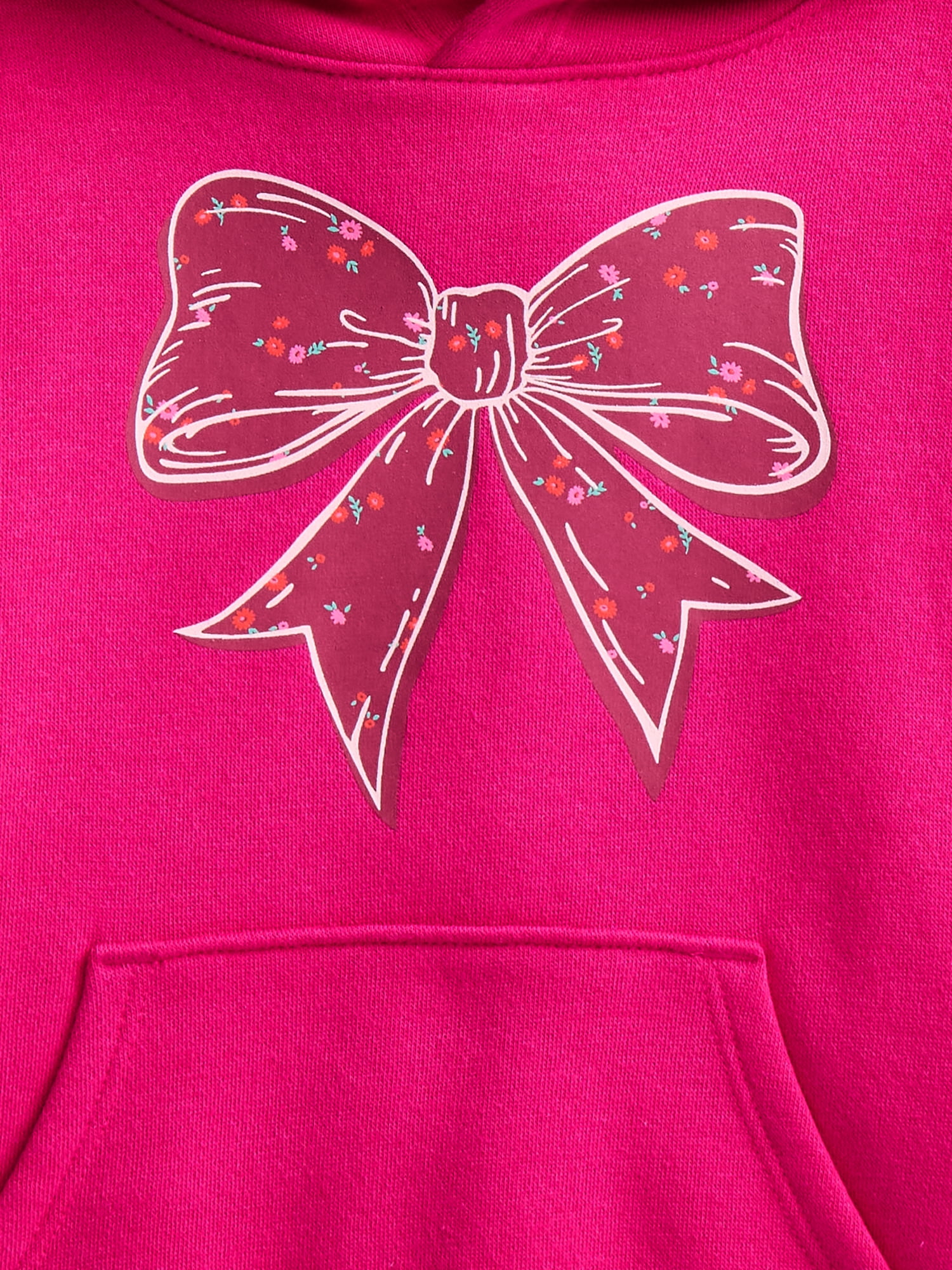 Wonder Nation Girls Fleece Hoodie and Wide Leg Sweatpant, 2-Piece Set, Sizes 4-18