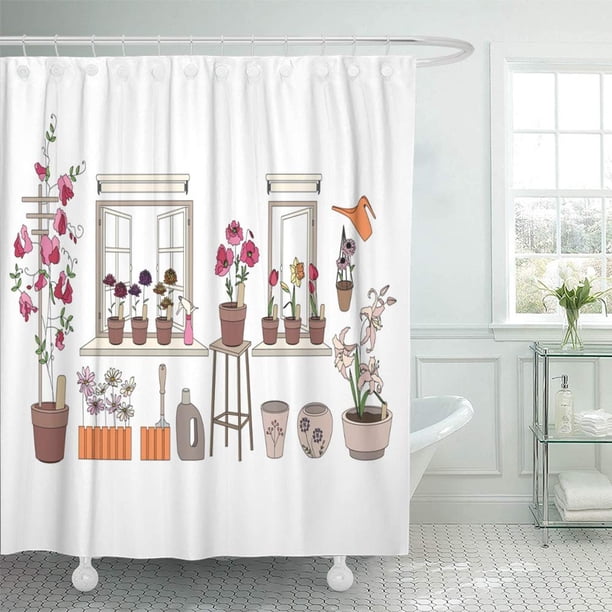 ABPHQTO Macetas con hierbas y verduras Herramientas de jardinería Plantas que crecen en los alféizares de las ventanas Juego de cortinas de ducha impermeables para baño 165x180 cm ABPHQTO PKNMT66x72Shower-10767