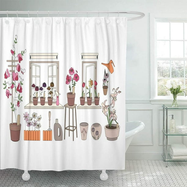 Pknmt Flower Pots With Herbs And, Use Shower Curtain As Window Sill