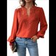 thumbnail image 1 of Blusas de con Lunares, Estilo Bohemio, de Larga y Cuello en V para Mujer, con Encaje de Ganchillo, Estilo Informal y Moderno Rojo M, 1 of 9