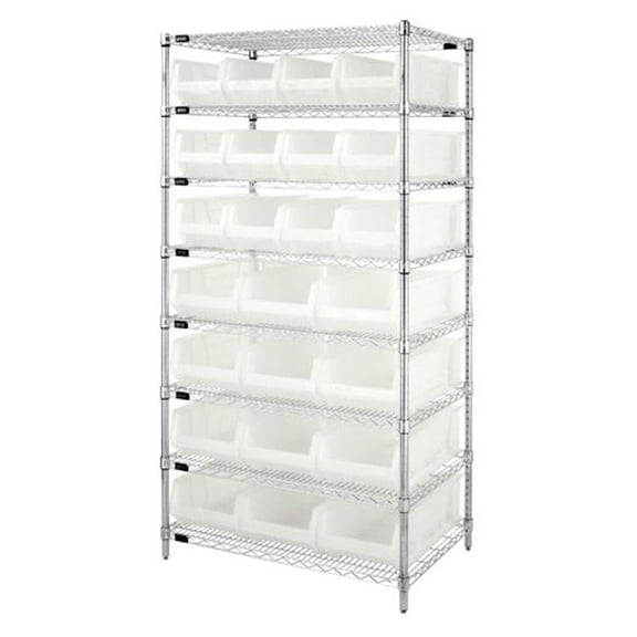 Chrome 8 Shelf Wire Shelving Unit - 24 x 36 x 74 in