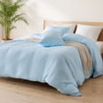 thumbnail image 2 of TechForma 100% Cotton Duvet Cover Set, Blue Double Layer Gauze Bed Set,3 pcs Breathable & Crisp Soft Duvet Cover Set,Queen, 2 of 9