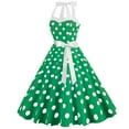 thumbnail image 5 of Elainilye Fashion Dresses for Women 2024 Casual Court Contrast High Collar Polka Dotted Large Dress Formal Dress,Green, 5 of 6